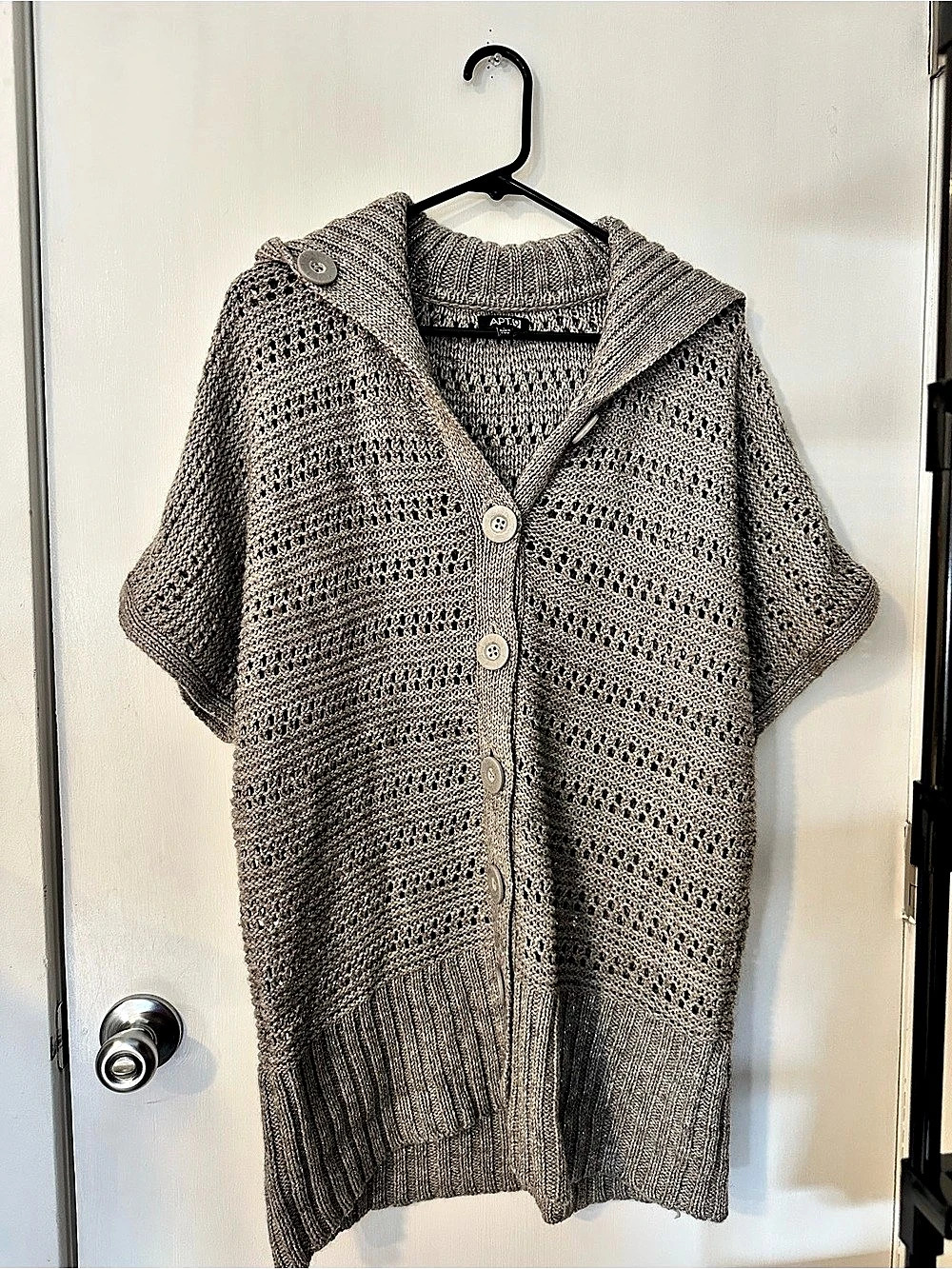 APT.9 Knit Hooded Button-Front Cardigan in Gray Like New